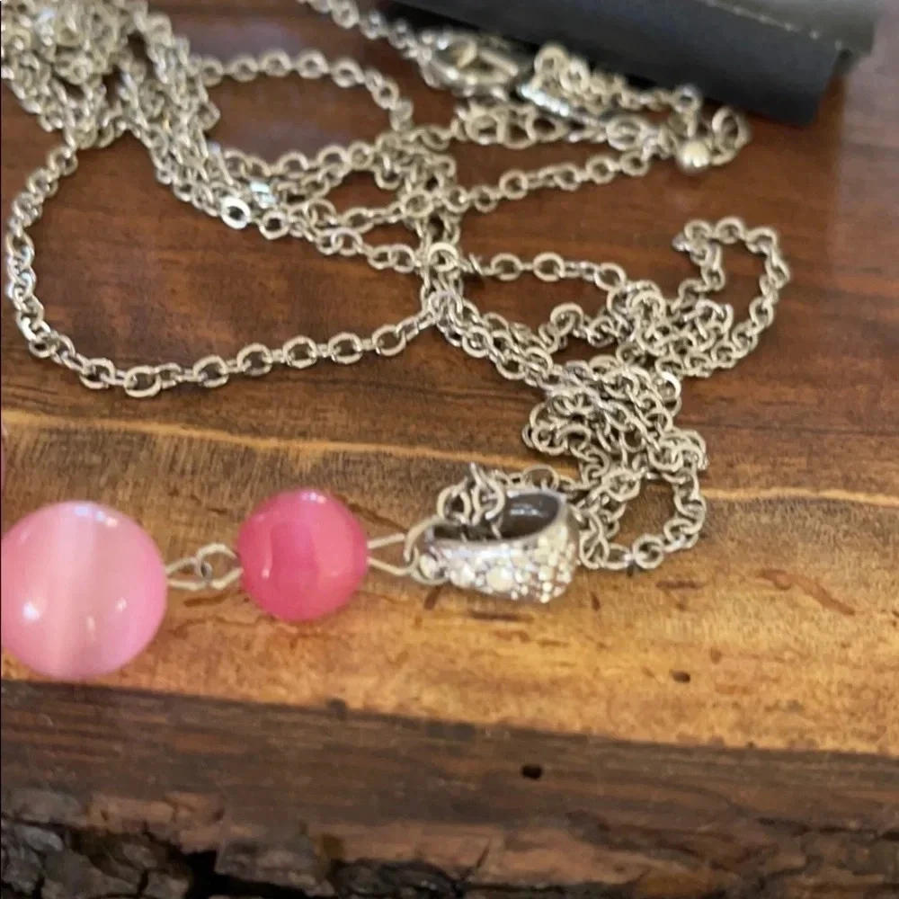 3x$25 ❤️ New York & Co Long Double Chain Necklace Pink ❤️